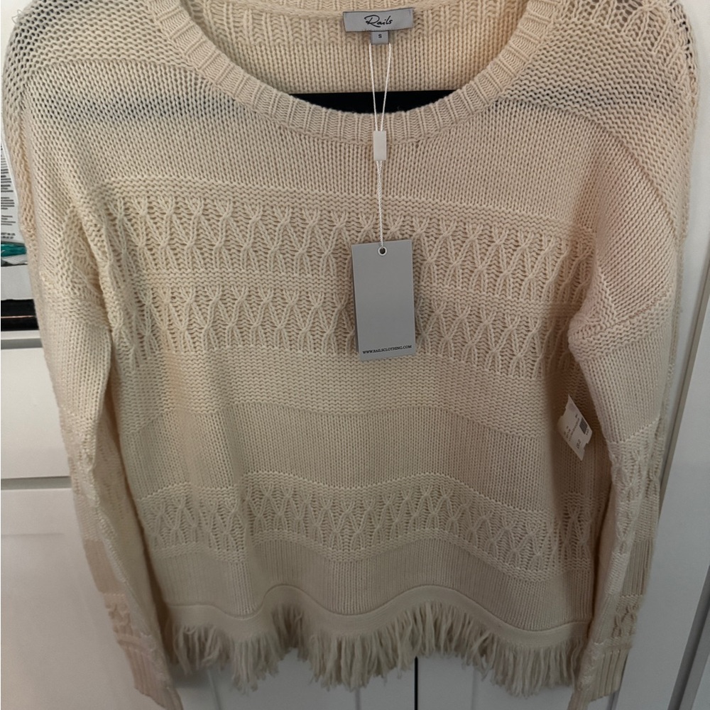 Rails Cream Textured Knit Sweater